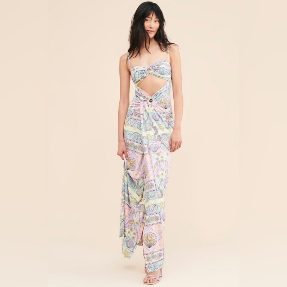 Oceanus Zoe Cutout Dress Maxi Colorful with cutouts and slit Medium - Picture 2 of 16